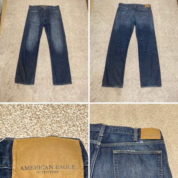 American Eagle mens baggy loose fit jeans sz 38x33 blue jeans stretch denim - Picture 1 of 12